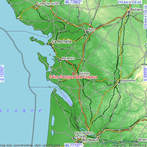 Topographic map of Saint-Georges-des-Coteaux