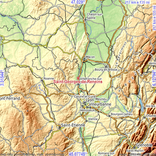 Topographic map of Saint-Georges-de-Reneins