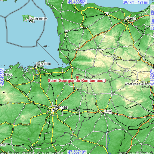 Topographic map of Saint-Georges-de-Reintembault