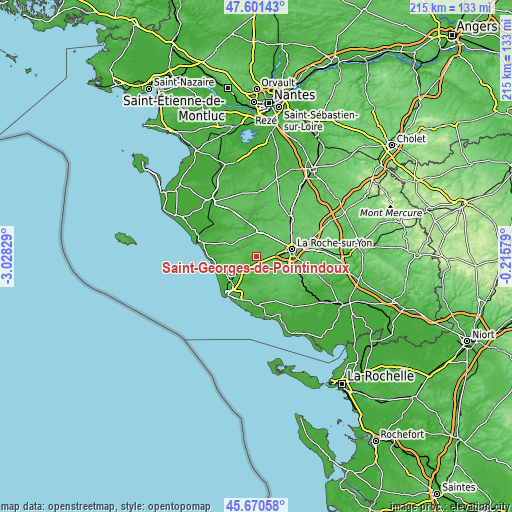Topographic map of Saint-Georges-de-Pointindoux