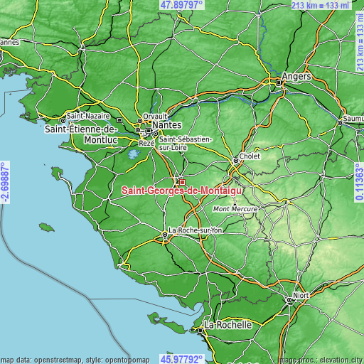 Topographic map of Saint-Georges-de-Montaigu