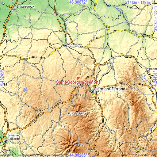 Topographic map of Saint-Georges-de-Mons