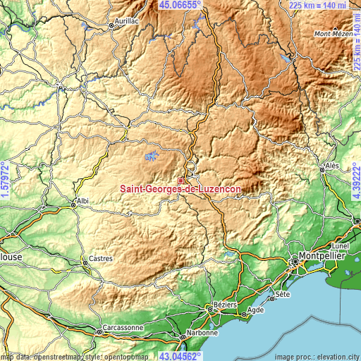 Topographic map of Saint-Georges-de-Luzençon