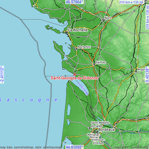 Topographic map of Saint-Georges-de-Didonne