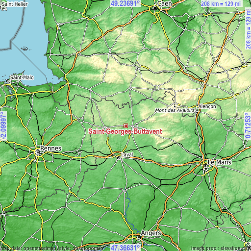 Topographic map of Saint-Georges-Buttavent