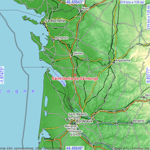 Topographic map of Saint-Genis-de-Saintonge