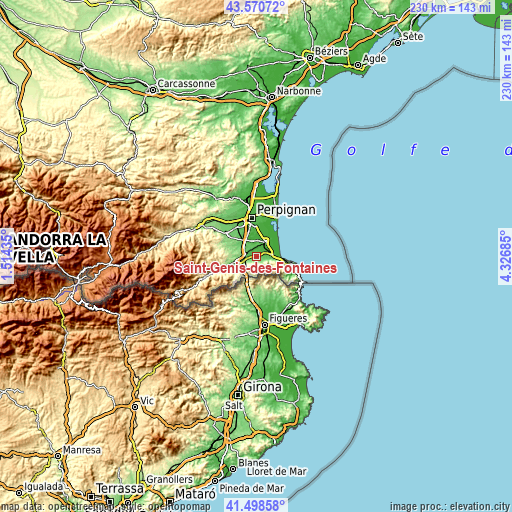 Topographic map of Saint-Génis-des-Fontaines