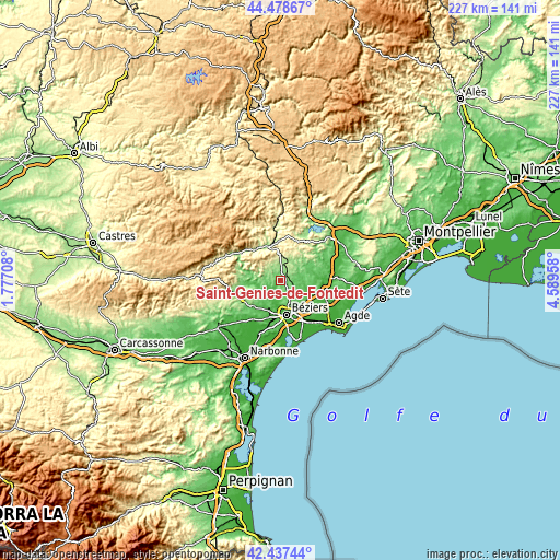 Topographic map of Saint-Geniès-de-Fontedit