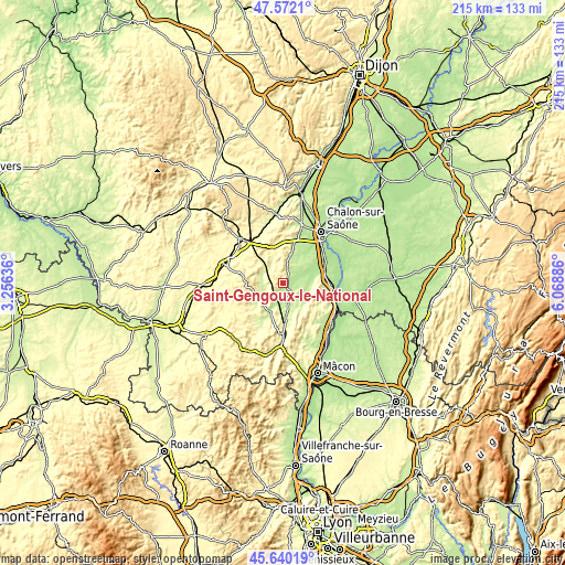 Topographic map of Saint-Gengoux-le-National