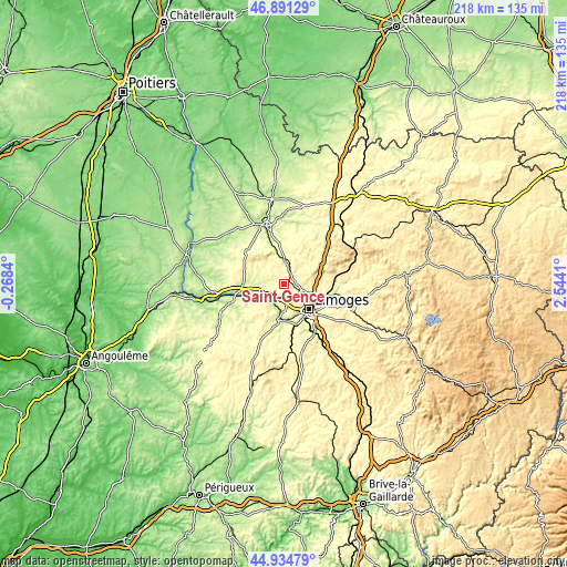 Topographic map of Saint-Gence