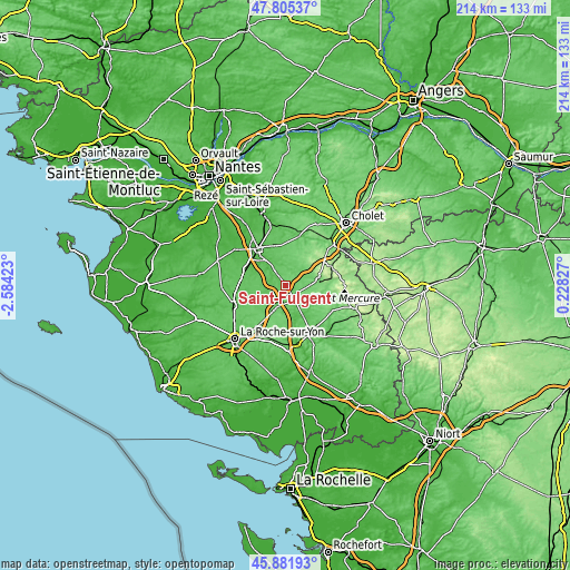 Topographic map of Saint-Fulgent