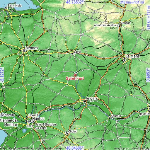 Topographic map of Saint-Fort