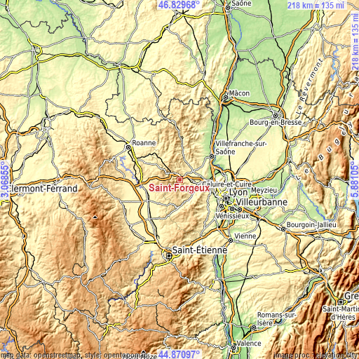 Topographic map of Saint-Forgeux