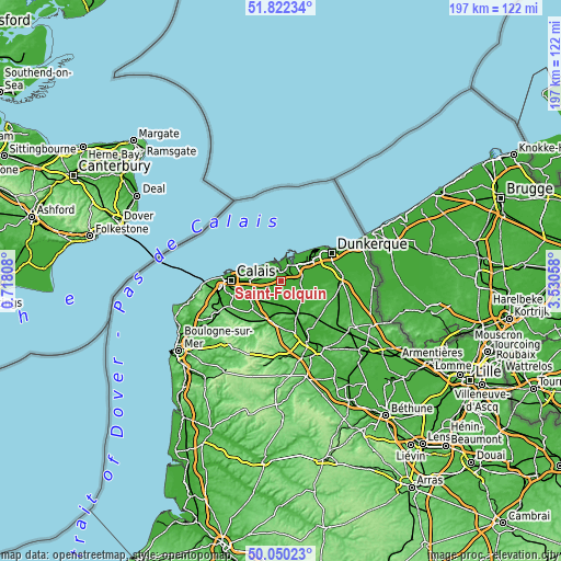 Topographic map of Saint-Folquin