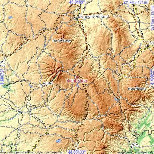 Topographic map of Saint-Flour