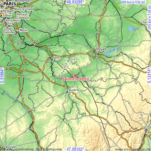 Topographic map of Saint-Florentin