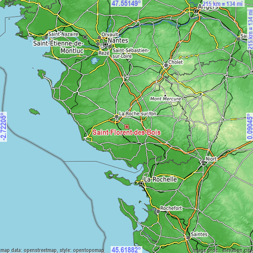 Topographic map of Saint-Florent-des-Bois
