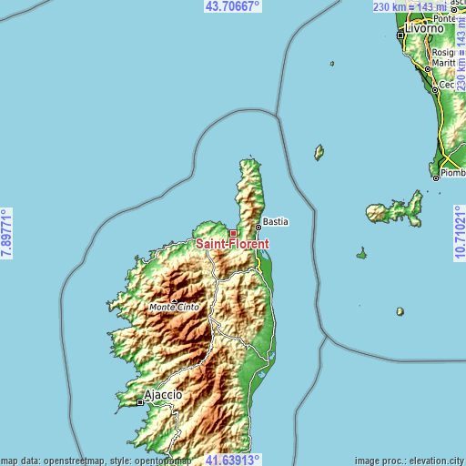 Topographic map of Saint-Florent