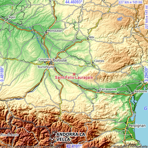 Topographic map of Saint-Félix-Lauragais