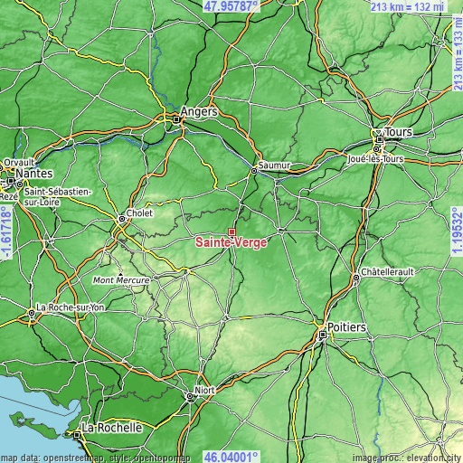 Topographic map of Sainte-Verge