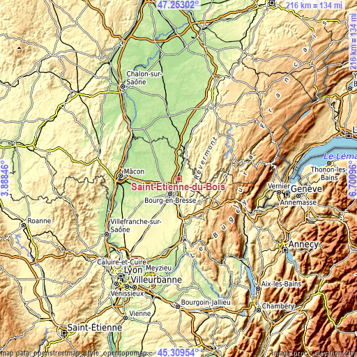 Topographic map of Saint-Étienne-du-Bois