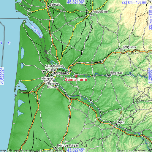 Topographic map of Sainte-Terre