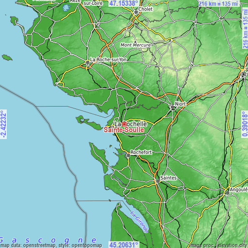 Topographic map of Sainte-Soulle