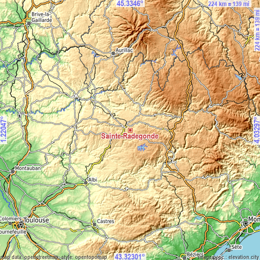 Topographic map of Sainte-Radegonde