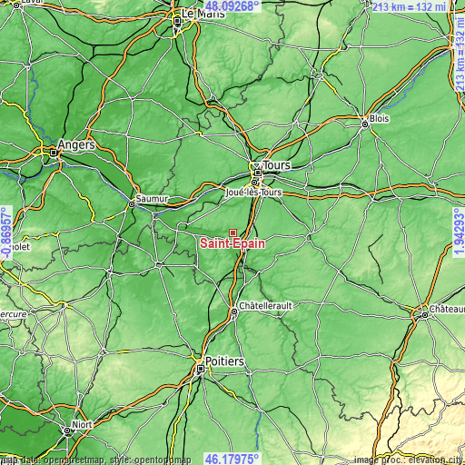 Topographic map of Saint-Épain