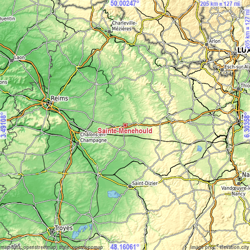 Topographic map of Sainte-Menehould