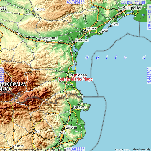 Topographic map of Sainte-Marie-Plage