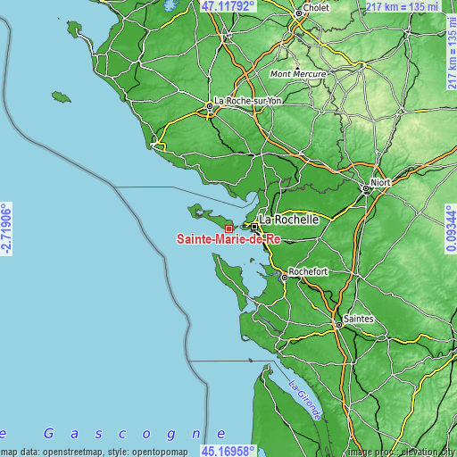 Topographic map of Sainte-Marie-de-Ré