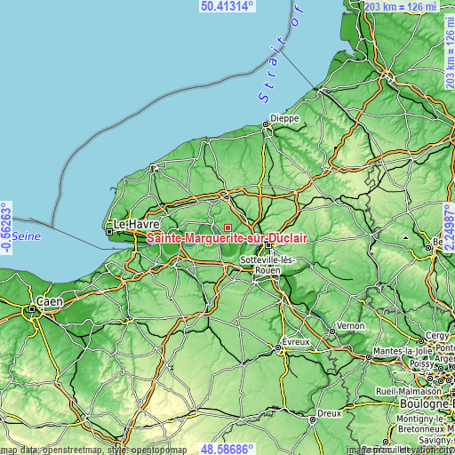 Topographic map of Sainte-Marguerite-sur-Duclair