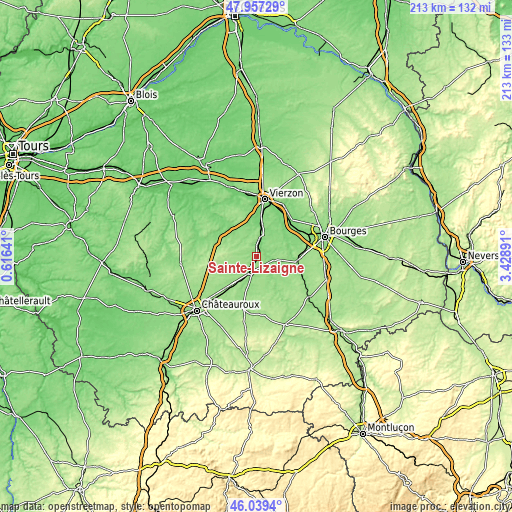 Topographic map of Sainte-Lizaigne
