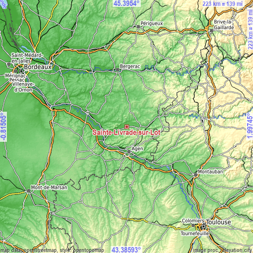 Topographic map of Sainte-Livrade-sur-Lot