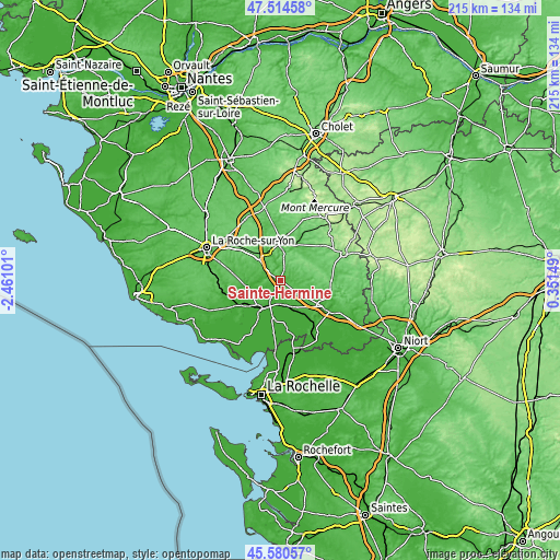 Topographic map of Sainte-Hermine