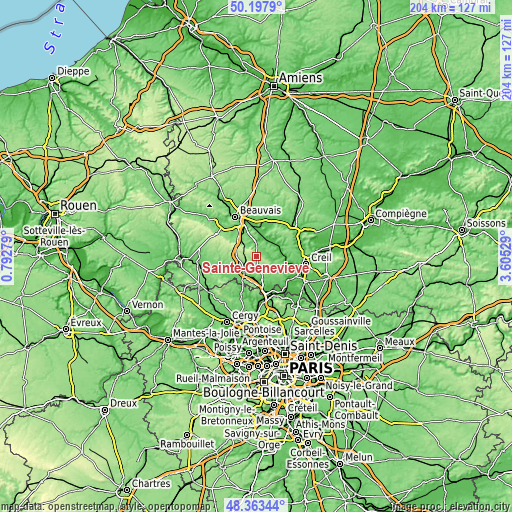 Topographic map of Sainte-Geneviève
