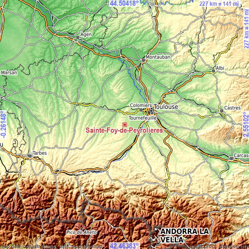 Topographic map of Sainte-Foy-de-Peyrolières