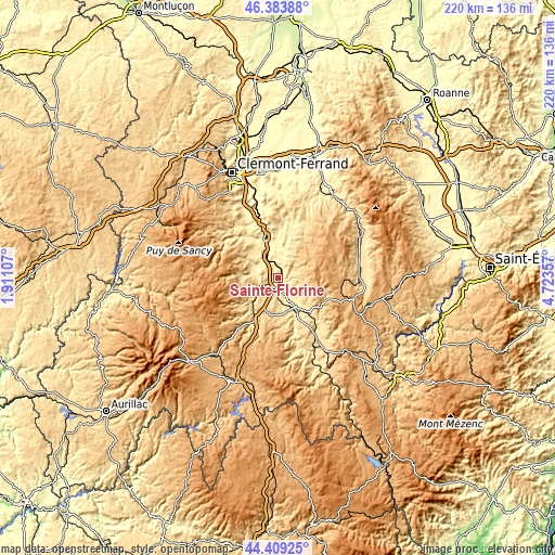 Topographic map of Sainte-Florine