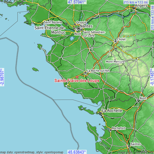 Topographic map of Sainte-Flaive-des-Loups