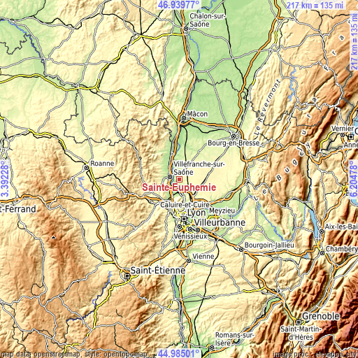 Topographic map of Sainte-Euphémie