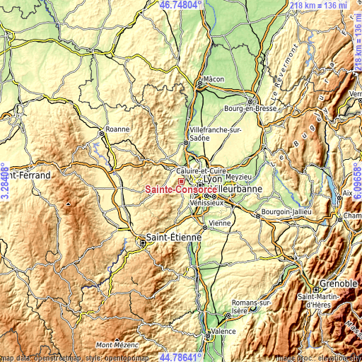 Topographic map of Sainte-Consorce
