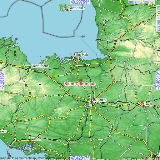 Topographic map of Saint-Domineuc