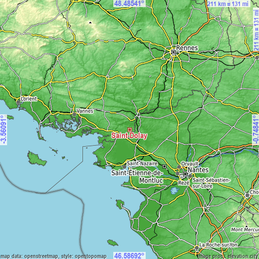 Topographic map of Saint-Dolay