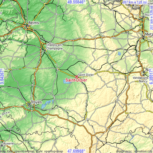 Topographic map of Saint-Dizier