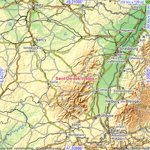 Topographic map of Saint-Dié-des-Vosges