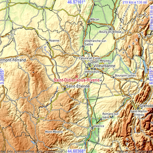 Topographic map of Saint-Didier-sous-Riverie