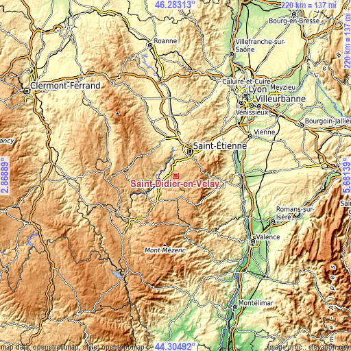 Topographic map of Saint-Didier-en-Velay