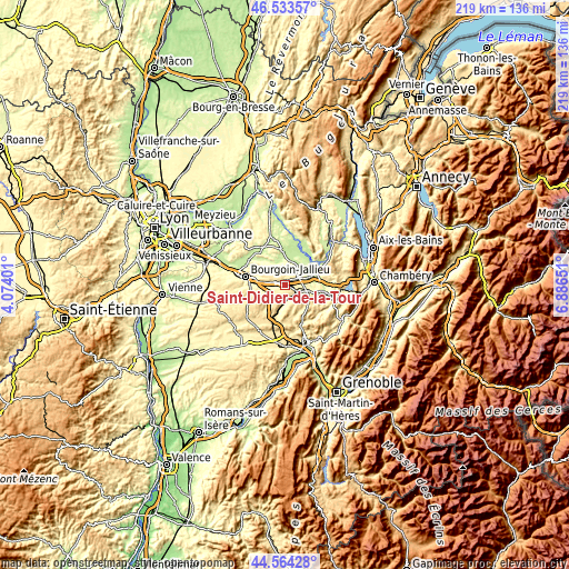 Topographic map of Saint-Didier-de-la-Tour