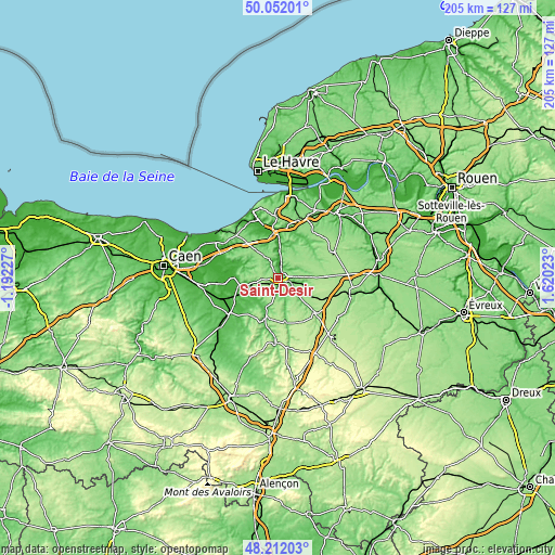 Topographic map of Saint-Désir